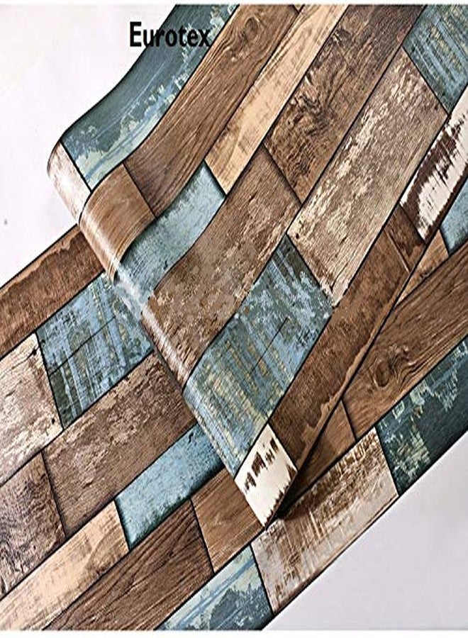 Eurotex Textured Vinyl PVC Coated 3D Wood Brick Wallpaper for Wall/Home Decoration (57sqft/Per roll)-L373802 - Image 3